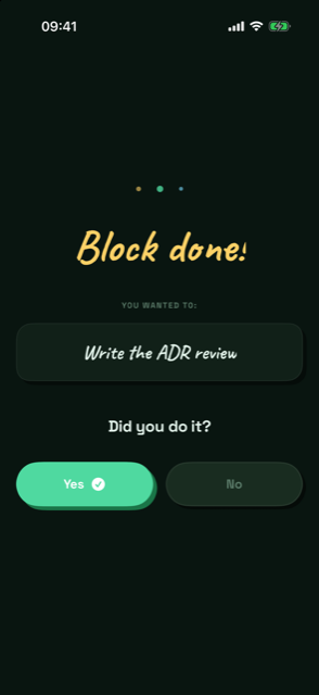 Through's Confirm screen — Did you do it? Yes or No