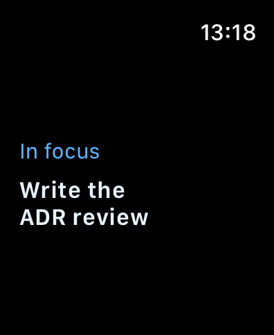 Apple Watch glance showing the active intent